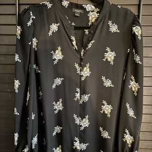 Ann Taylor Black Blouse with Paisley Pattern